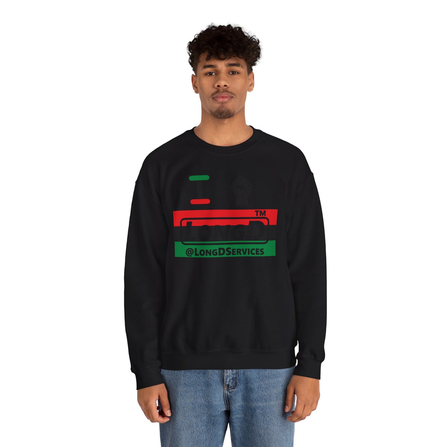 I fist LongD negative horizontal 3-striped tag logo crewneck sweatshirt