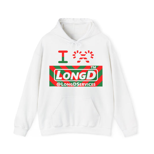 I candy cane LongD Tag negative downward chevron logo hoodie