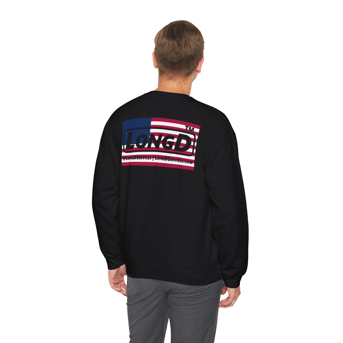 I firecracker LongD negative flag front-back tag logo crewneck sweatshirt