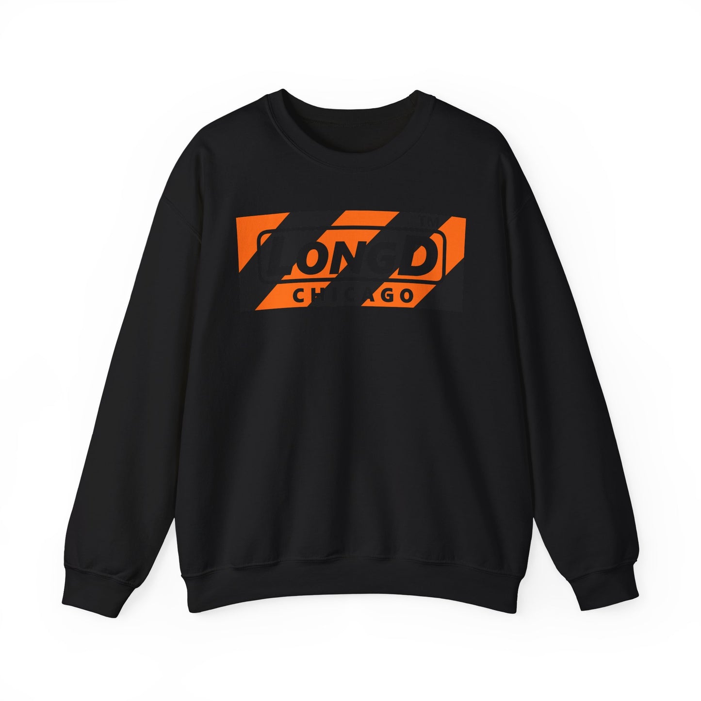 LongD Chicago negative diagonal 6-striped front-back logo (Halloween colors) crewneck sweatshirt