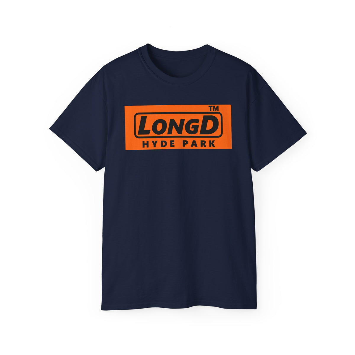 LongD Hyde Park logo Black (000000) on orange (FE7518) (Halloween colors) cotton tee