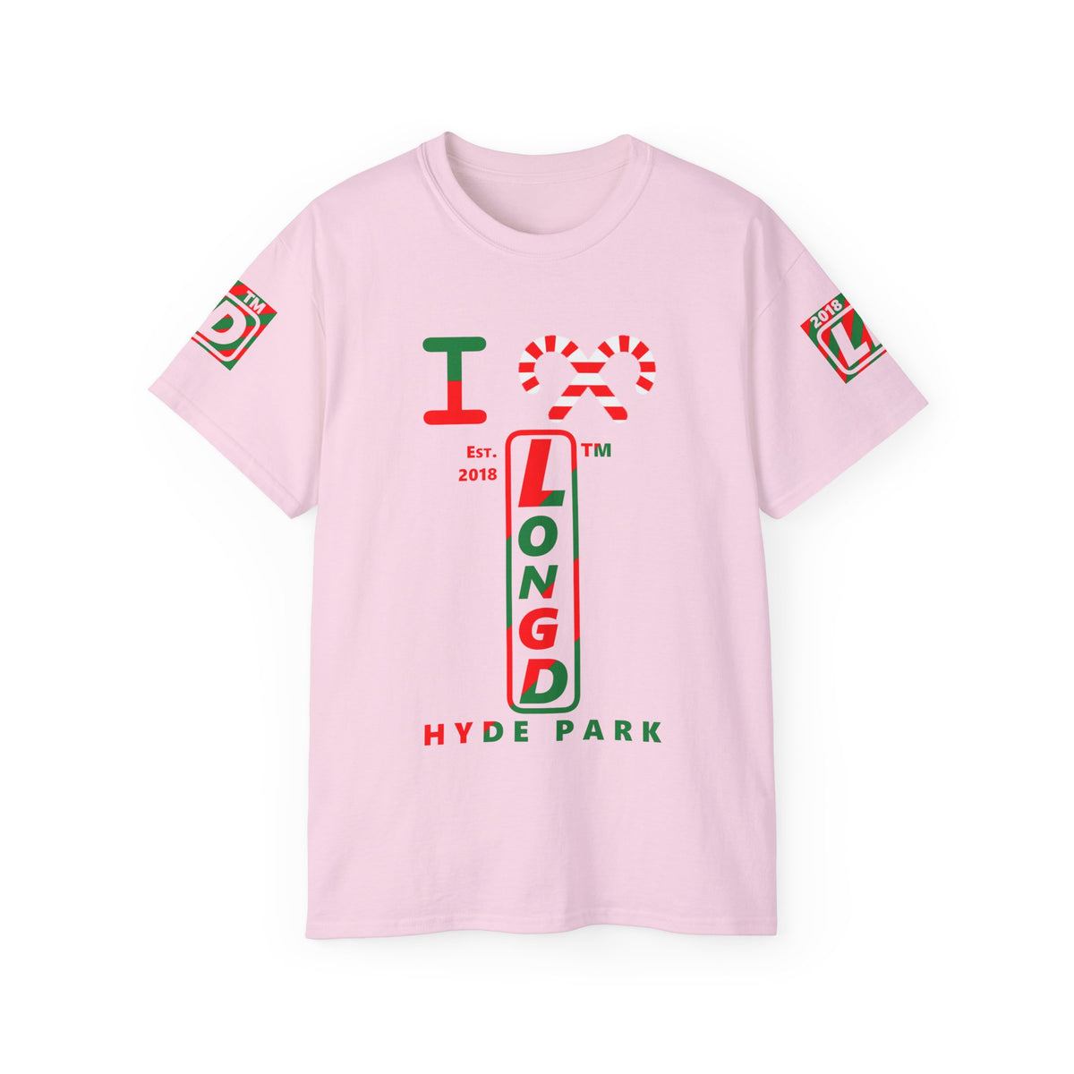 I candy cane LongD Hyde Park positive upright pixel-weighted 4-striped 4-print logo cotton tee