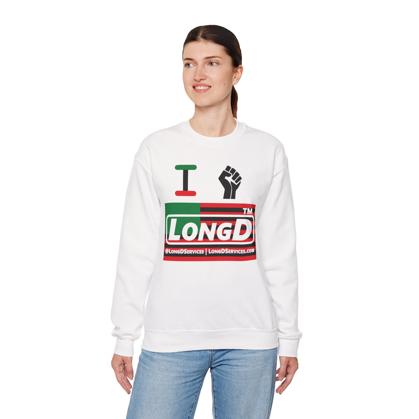 I fist LongD negative flag tag-domain logo crewneck sweatshirt