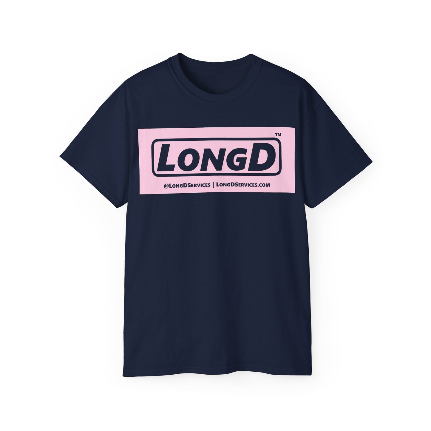 LongD® Logo Cotton Tee (Easter pastel pink negative text)