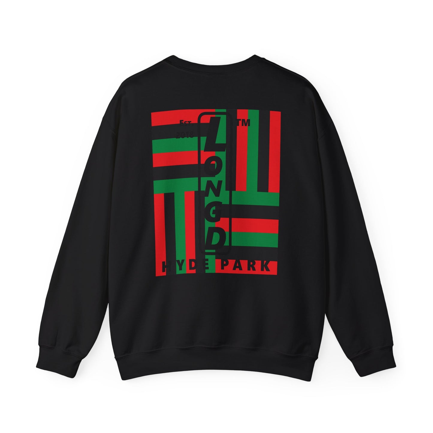 I Fist LongD negative windmill Hyde Park upright front-back logo crewneck sweatshirt