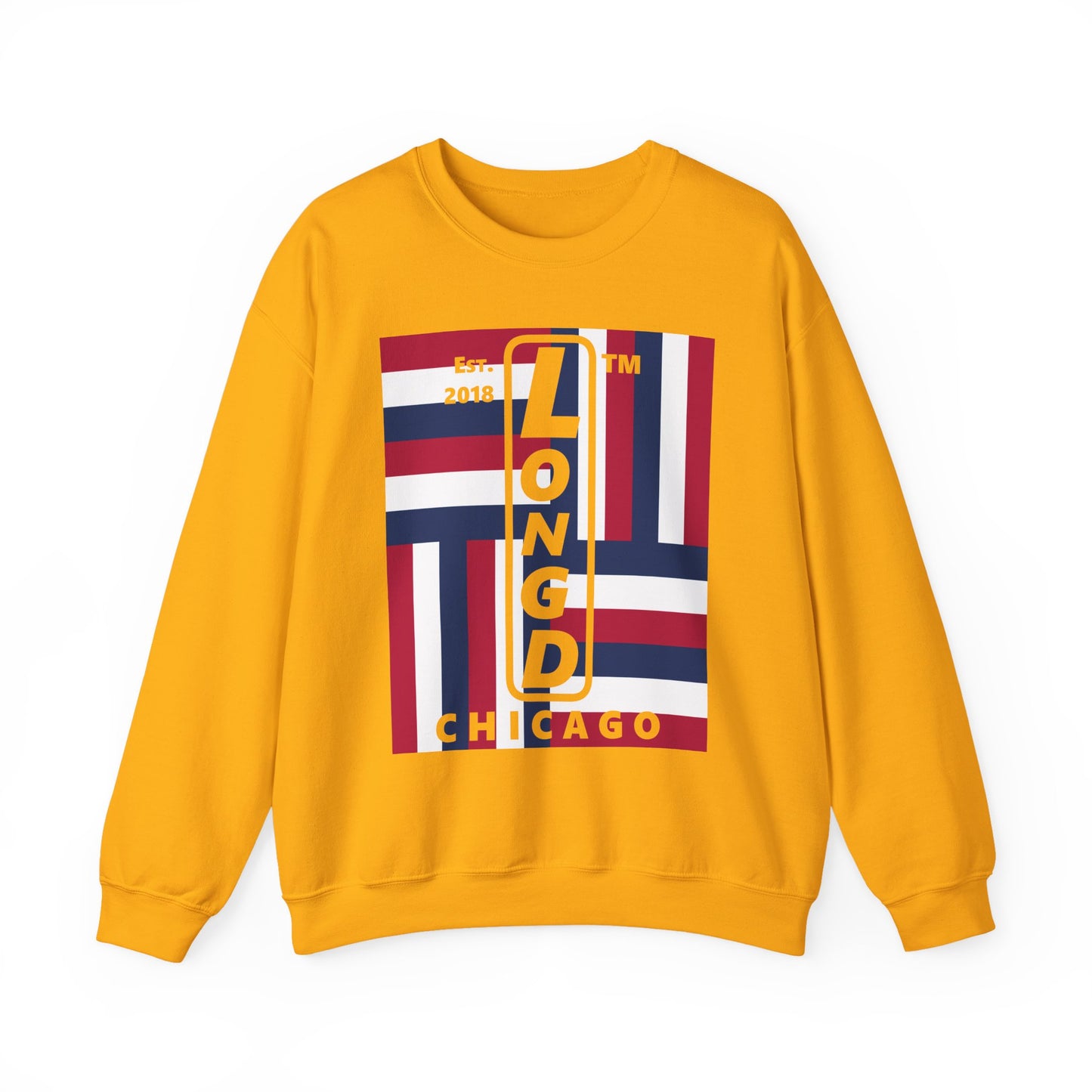 LongD negative windmill Chicago logo crewneck sweatshirt (patriotic colors)