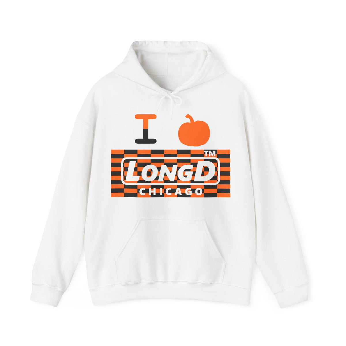 I pumpkin LongD Chicago negative tiled logo hoodie