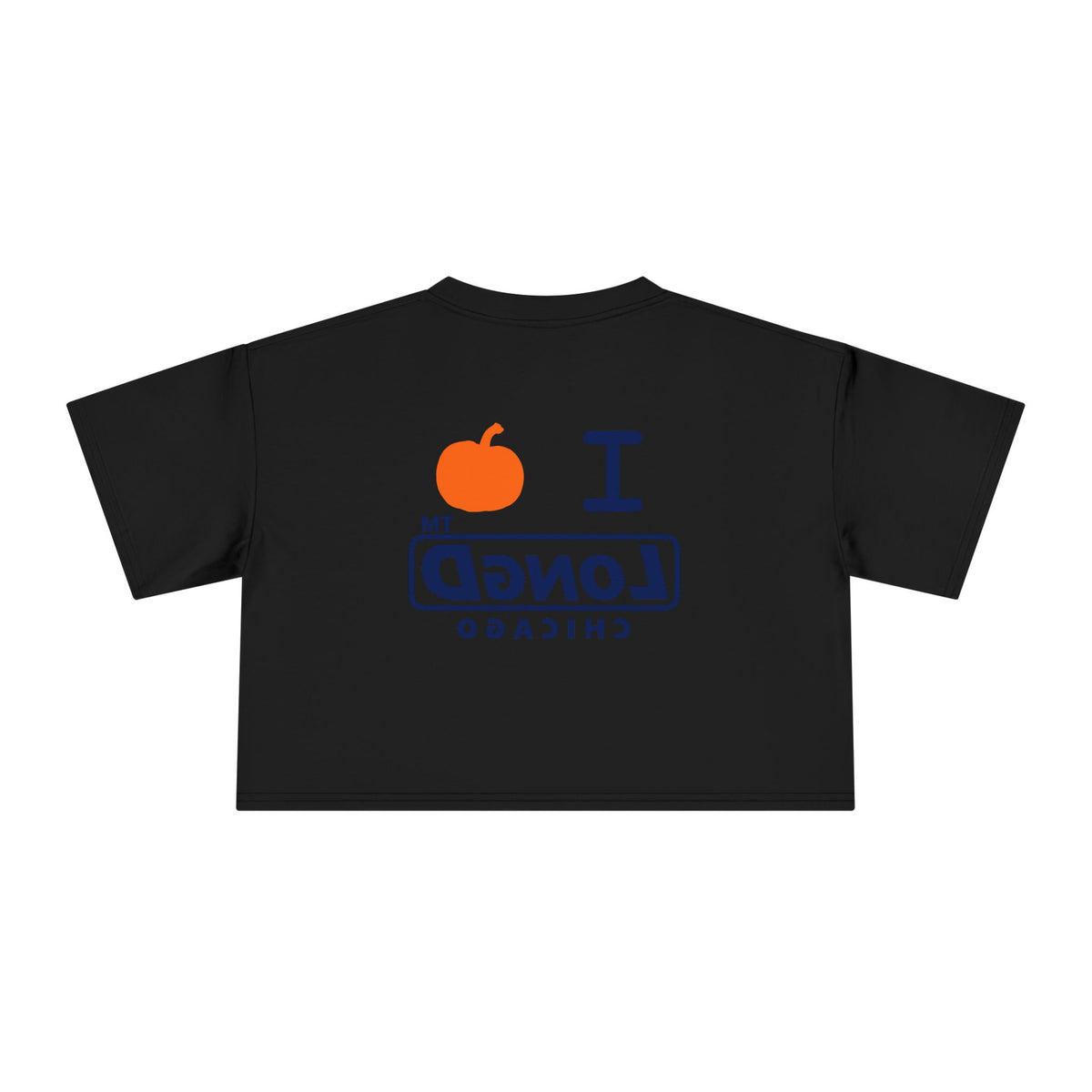 I pumpkin LongD Chicago positive basic Navy (002060) front-back logo crop tee