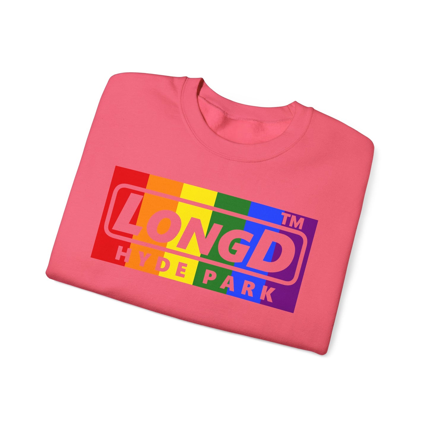 LongD official basic 4-print Hyde Park logo crewneck sweatshirt with Pride heart