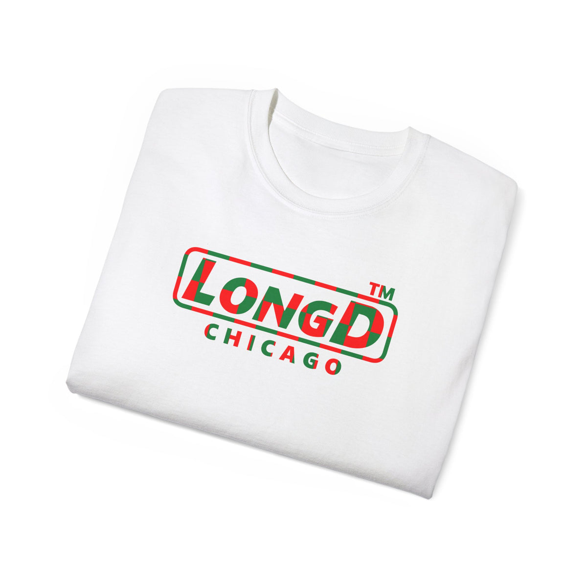 LongD Chicago positive checkered logo (Xmas colors) cotton tee