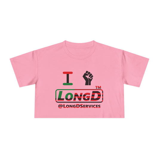 I fist LongD positive flag tag logo crop tee