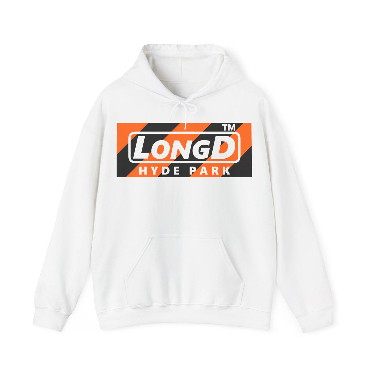 LongD Hyde Park negative diagonal 6-striped logo (Halloween colors) hoodie