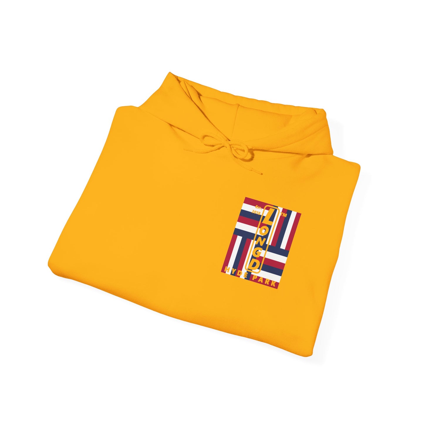 LongD single-breasted negative windmill front-back Hyde Park upright logo hoodie (Patriotic colors)