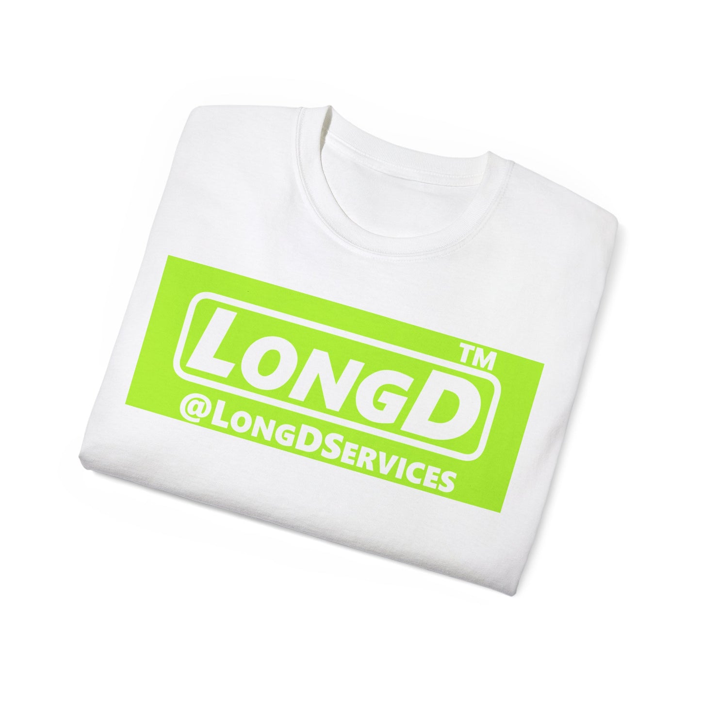 LongD® negative lime green Tag Logo Cotton Tee