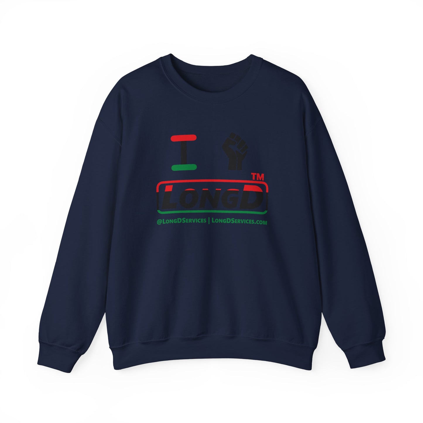 I fist LongD positive horizontal 3-striped tag-domain logo crewneck sweatshirt