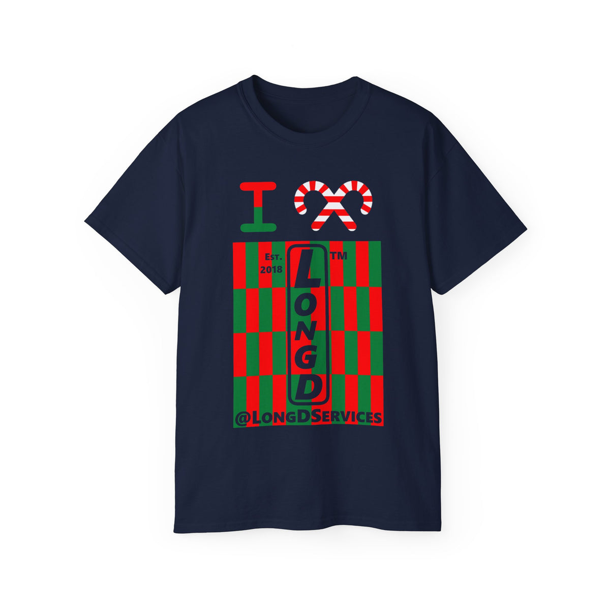 I candy cane LongD Tag negative upright tiled logo cotton tee