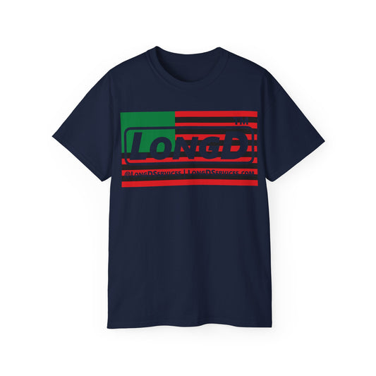 LongD negative flag tag-domain logo cotton tee (Juneteenth colors)