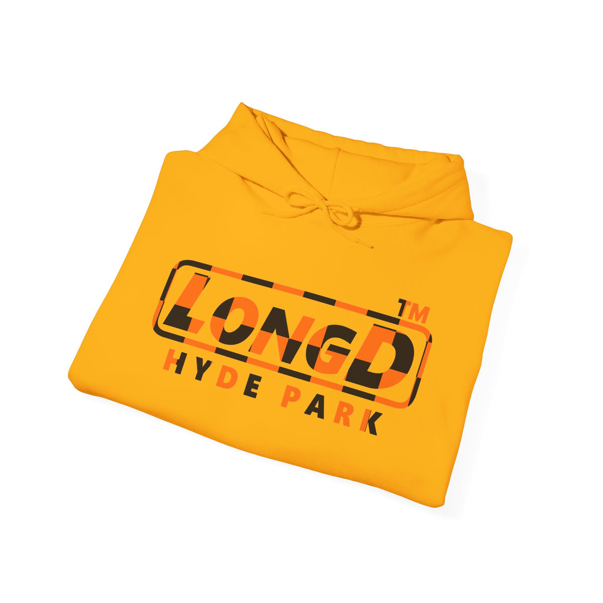 LongD Hyde Park positive checkered logo (Halloween colors) hoodie