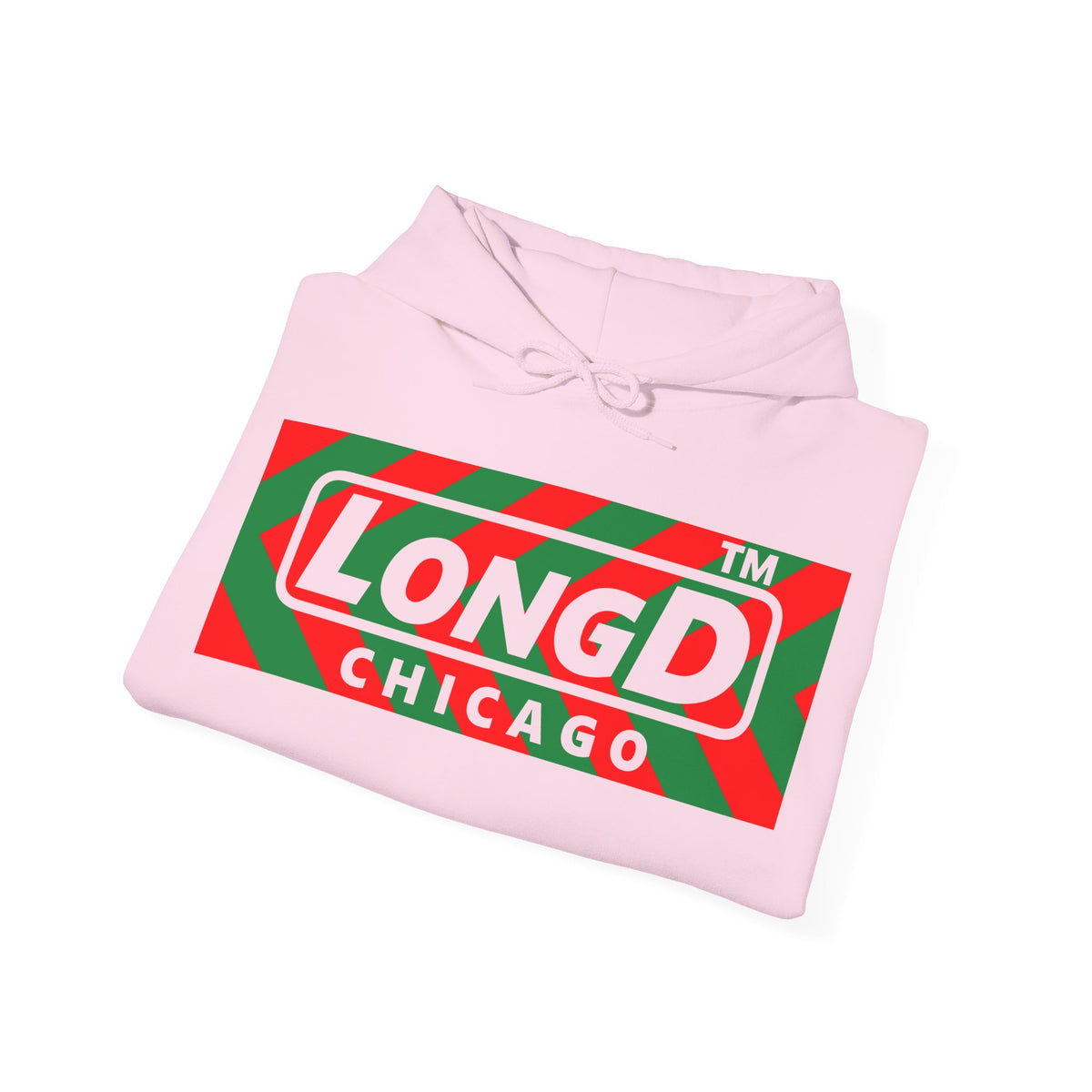 LongD Chicago negative leftward chevron logo (Xmas colors) hoodie