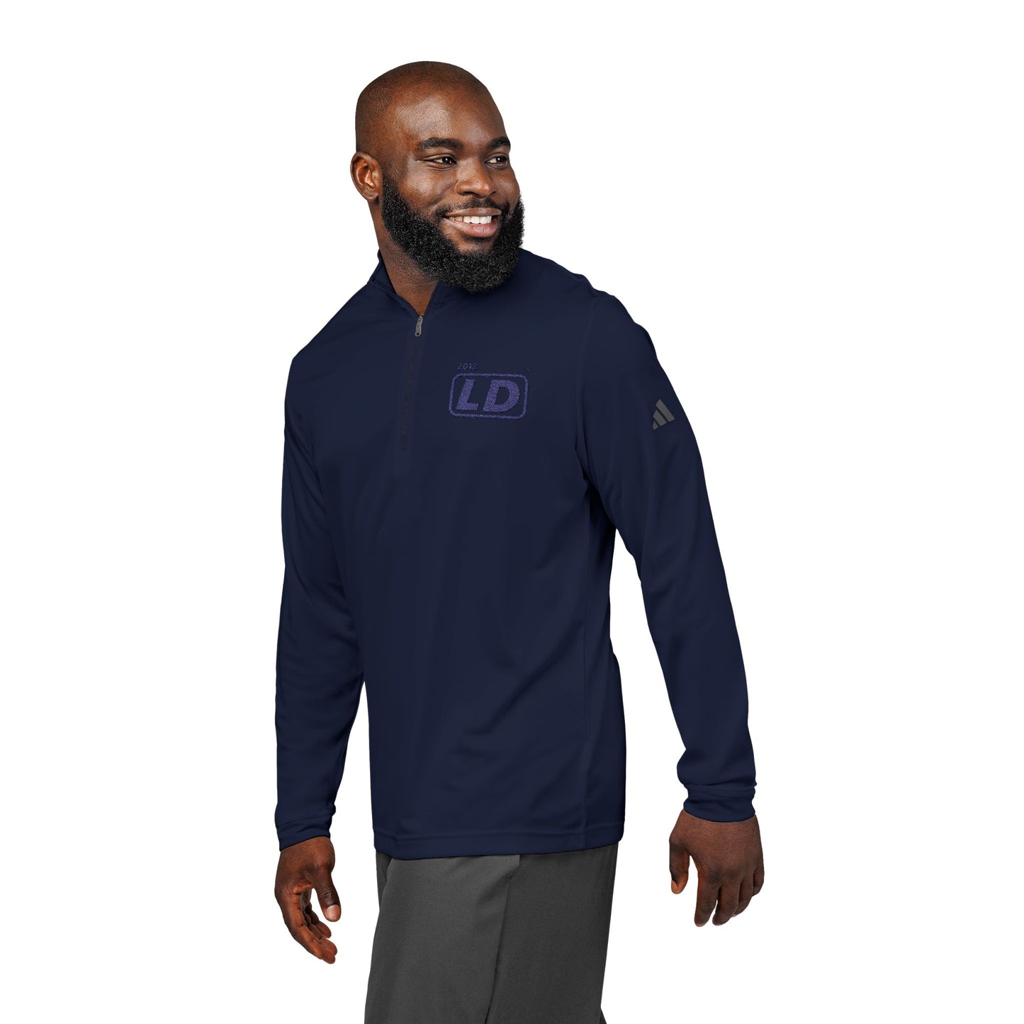 Embroidered adidas® Quarter-Zip pullover official basic logo initials