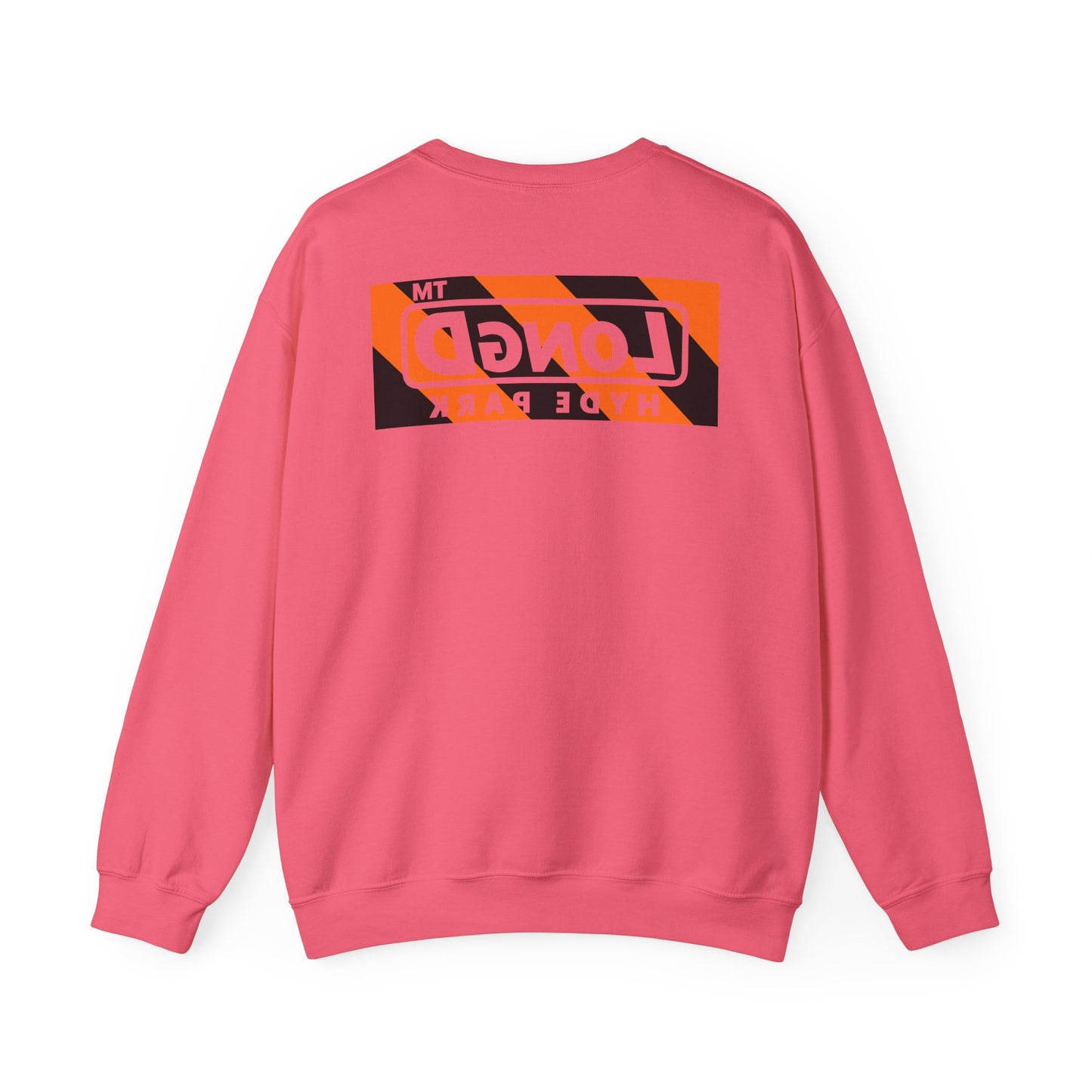 LongD Hyde Park negative diagonal 6-striped front-back logo (Halloween colors) crewneck sweatshirt