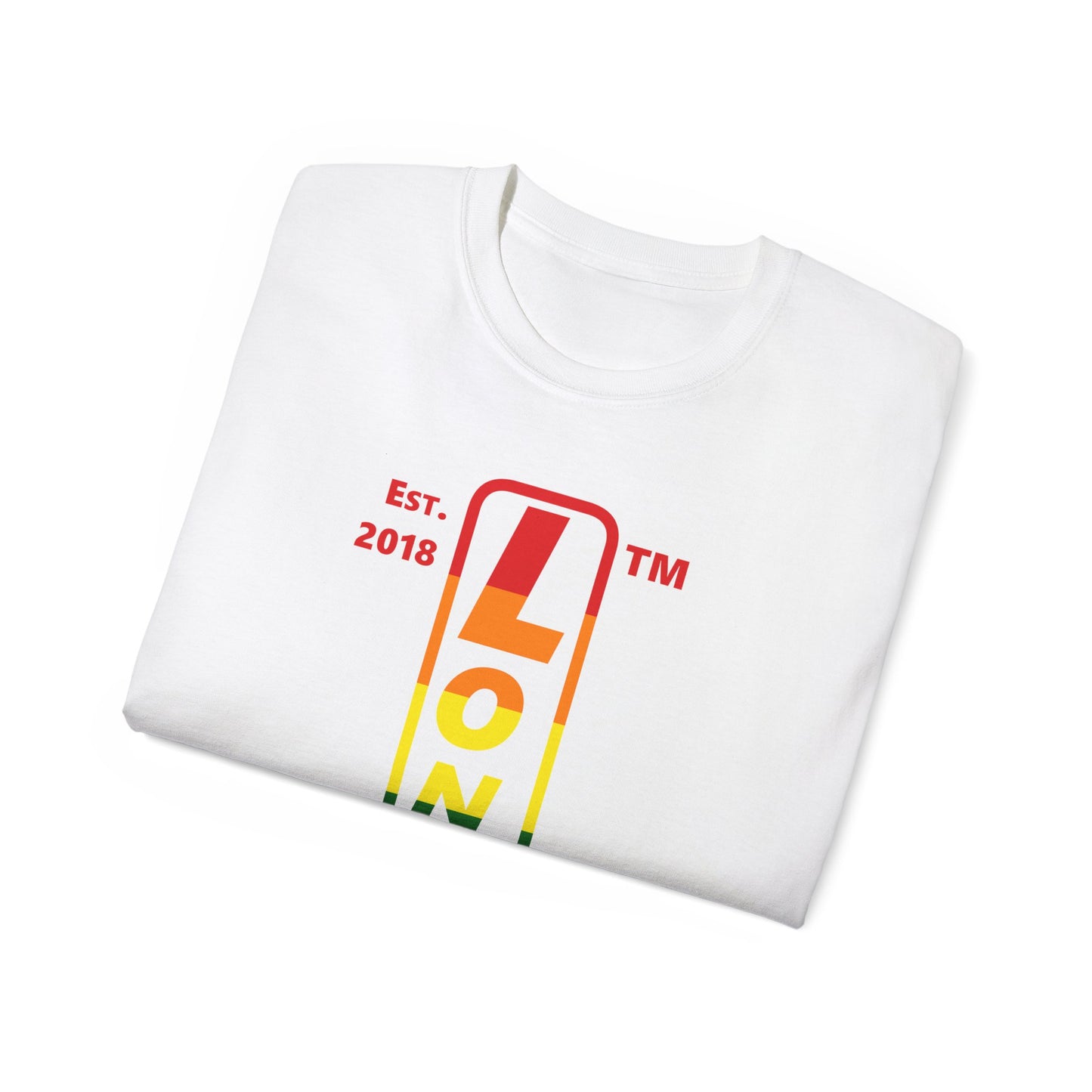 LongD Cotton Tee positive horizontal striped Chicago upright logo (Pride colors)