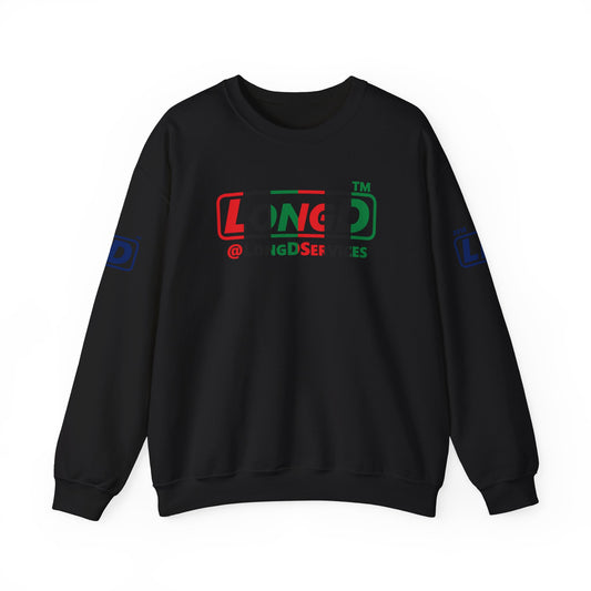 LongD positive vertical 6-striped 4-print tag logo crewneck sweatshirt (Juneteenth colors)