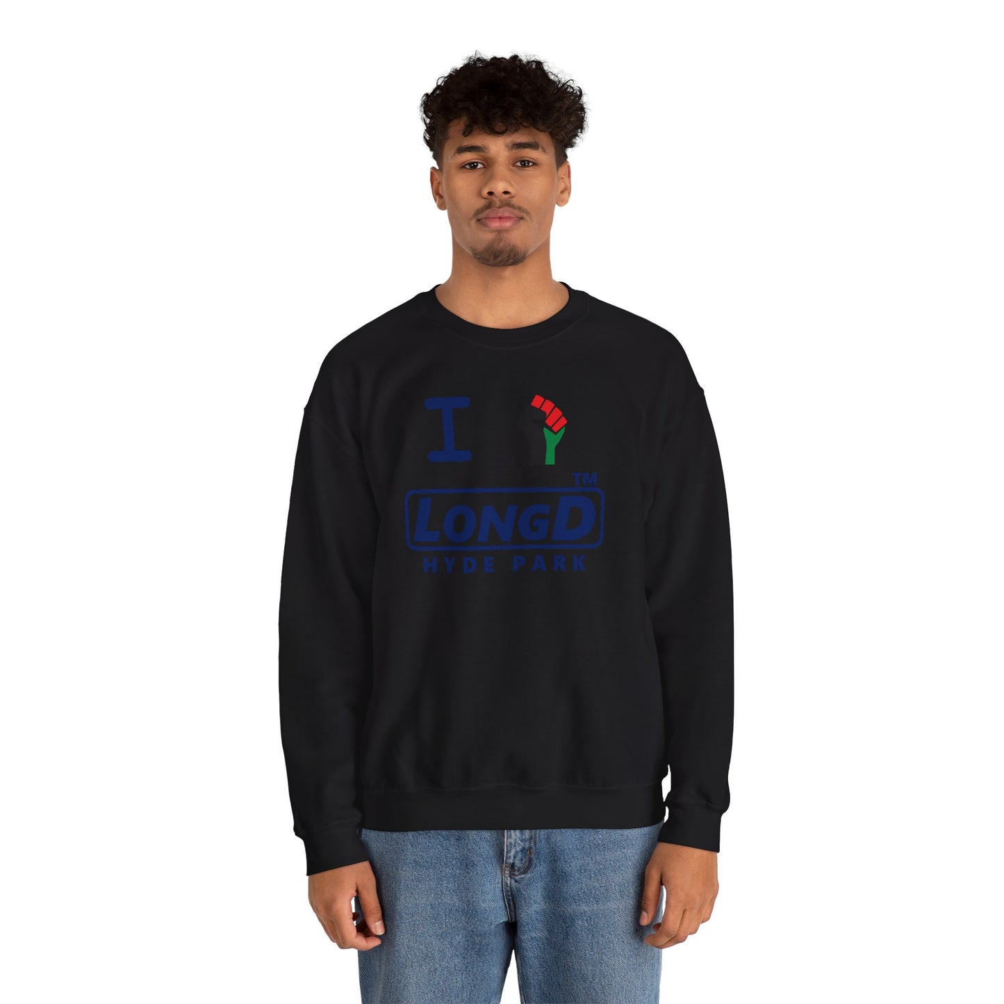 I fist LongD official basic Hyde Park logo crewneck sweatshirt