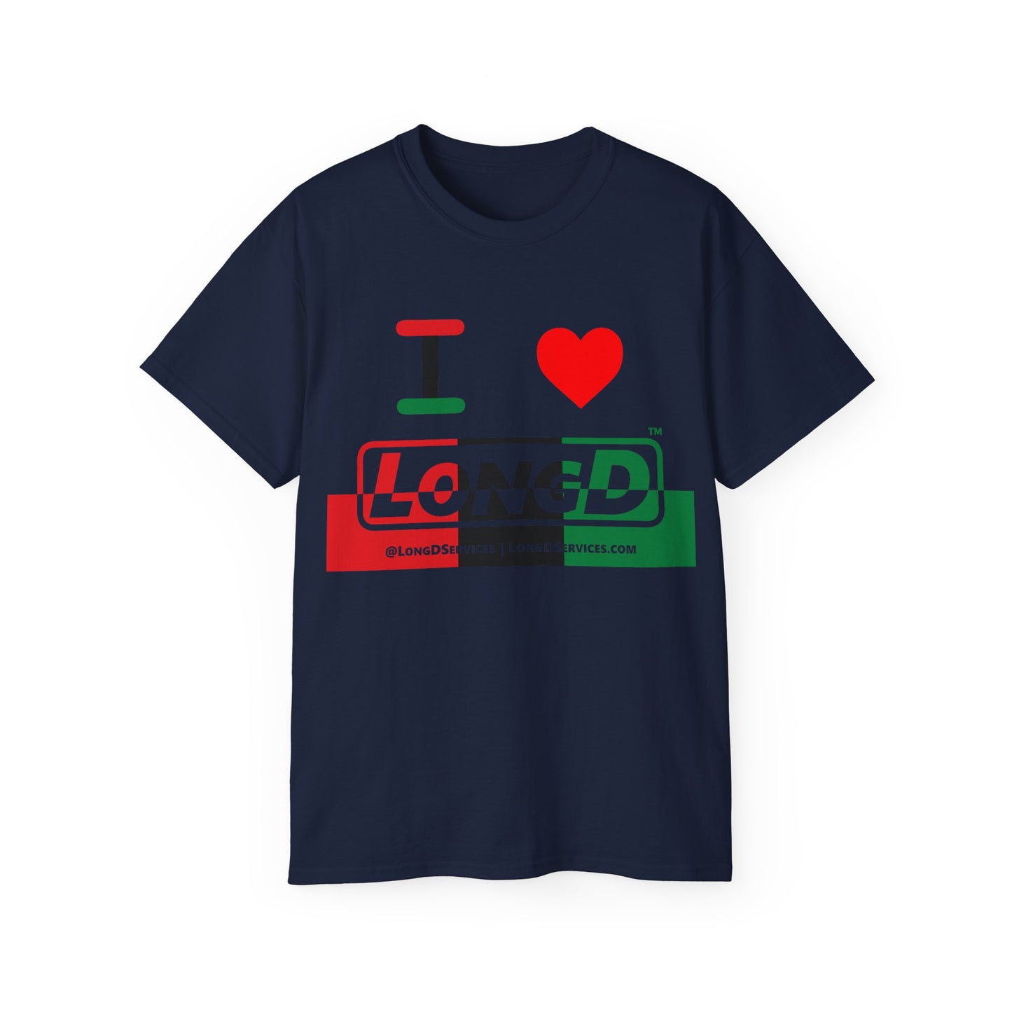 I Luv LongD® Logo Cotton Tee Juneteenth positive top negative bottom text