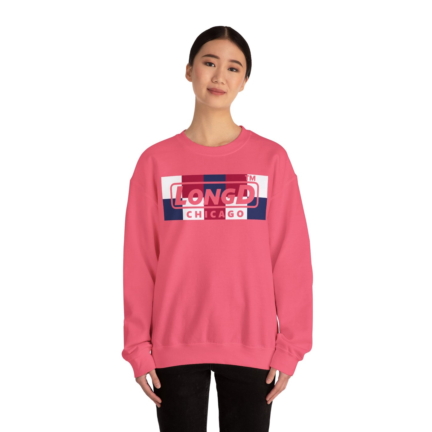 LongD negative 2x5 Chicago logo crewneck sweatshirt (patriotic colors)