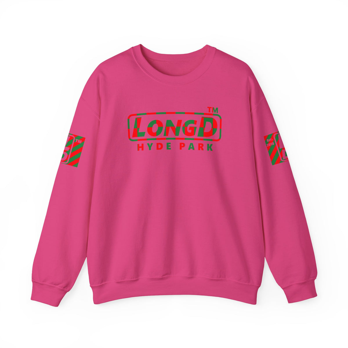 LongD Hyde Park positive checkered 4-print logo (Xmas colors) crewneck sweatshirt