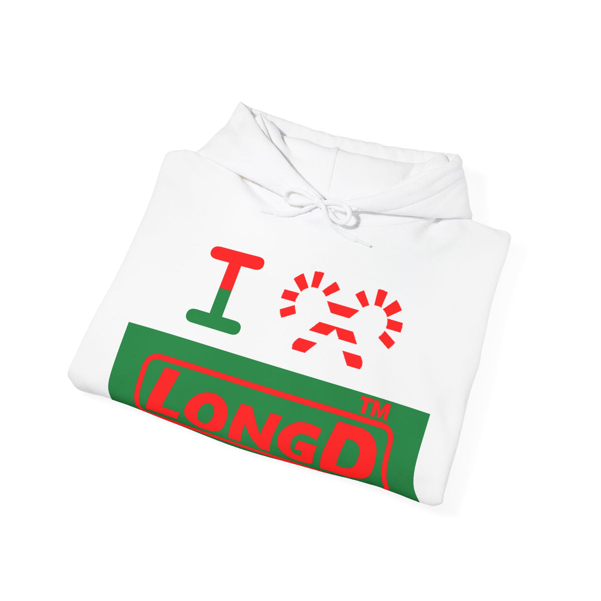 I candy cane LongD Hyde Park logo positive red on negative green hoodie