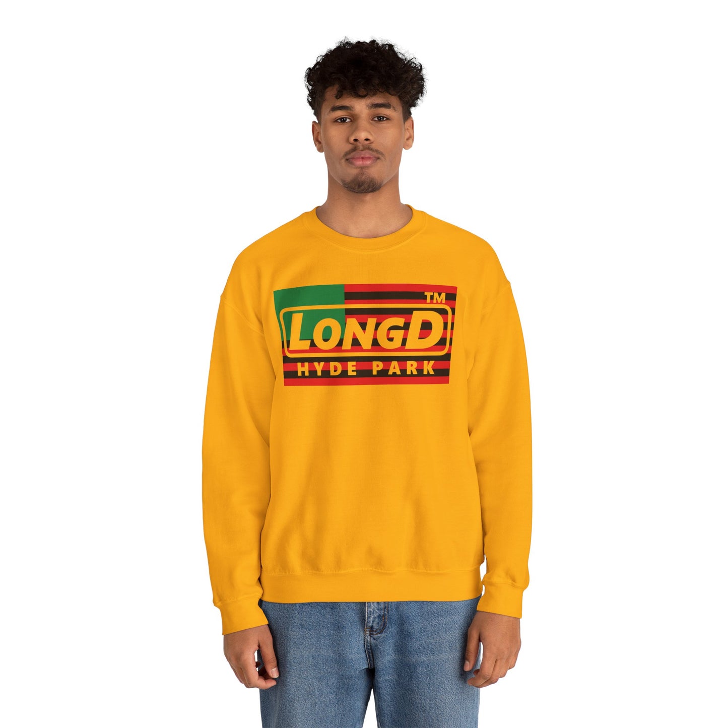 LongD negative flag Hyde Park logo crewneck sweatshirt (Juneteenth colors)