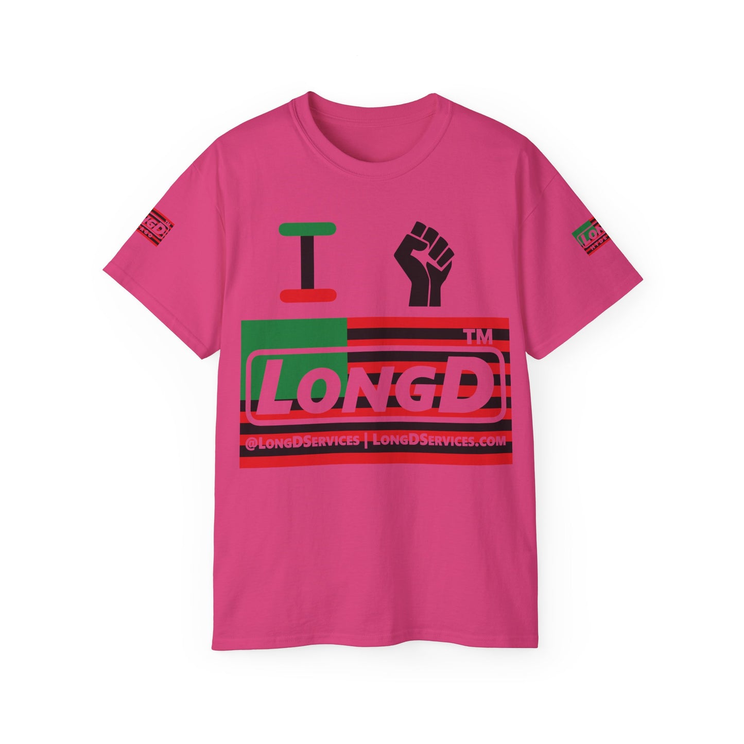 I fist LongD negative flag tag-domain logo 4-print cotton tee