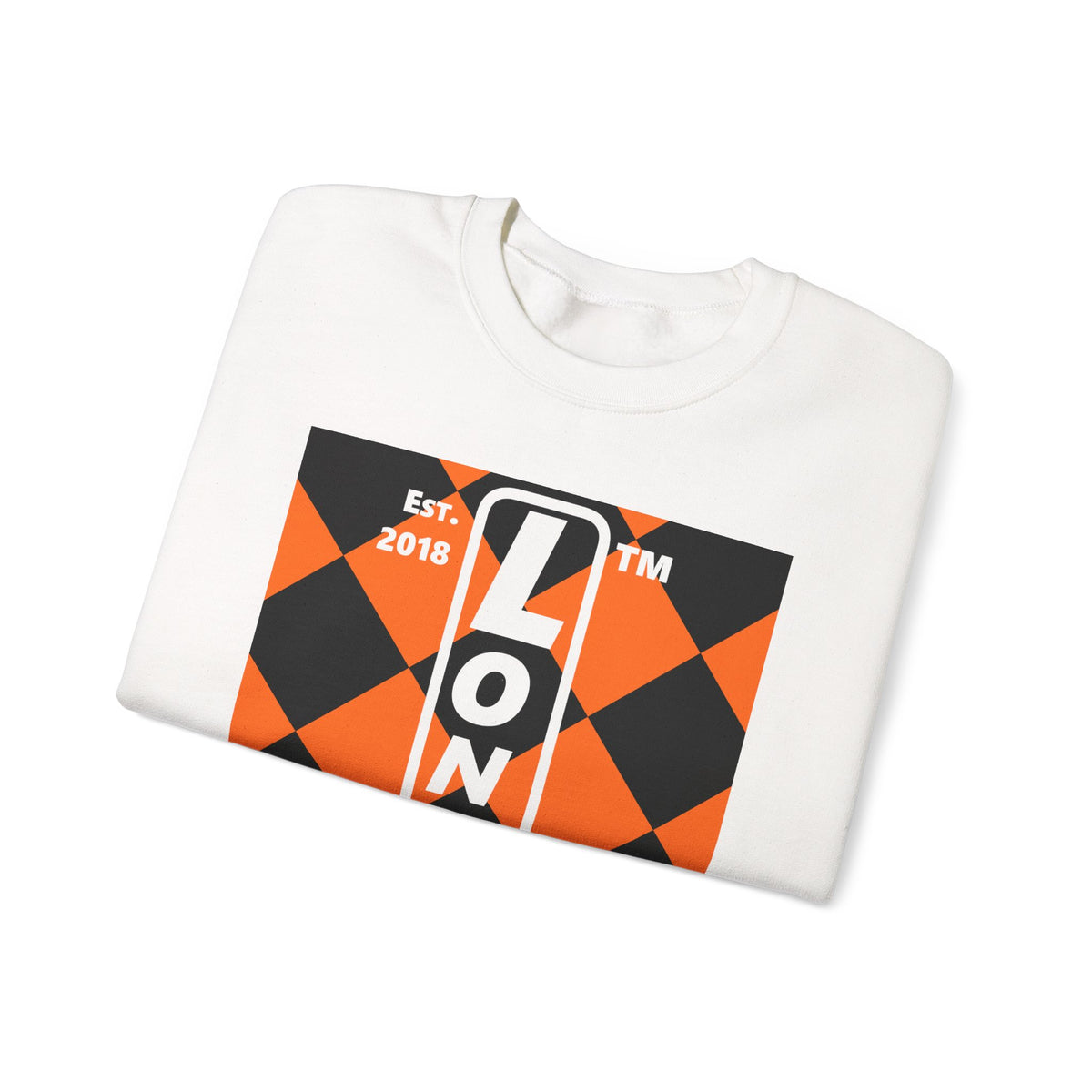 LongD Hyde Park negative upright argyle logo (Halloween colors) crewneck sweatshirt