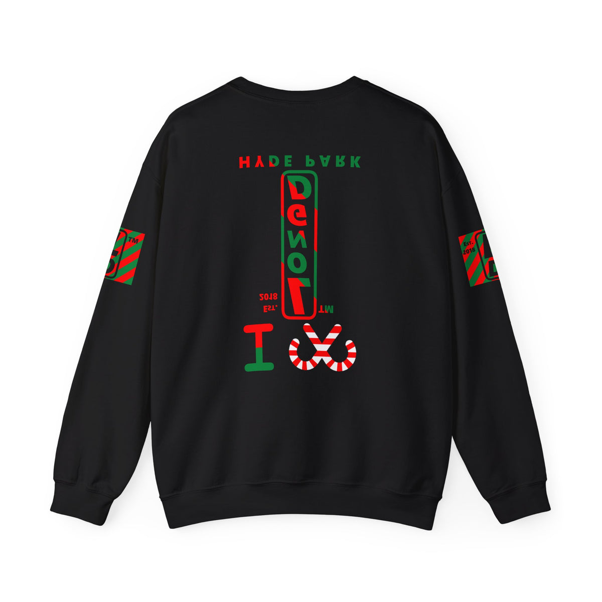 I candy cane LongD Hyde Park positive upright pixel-weighted 4-striped 4-print logo crewneck sweatshirt