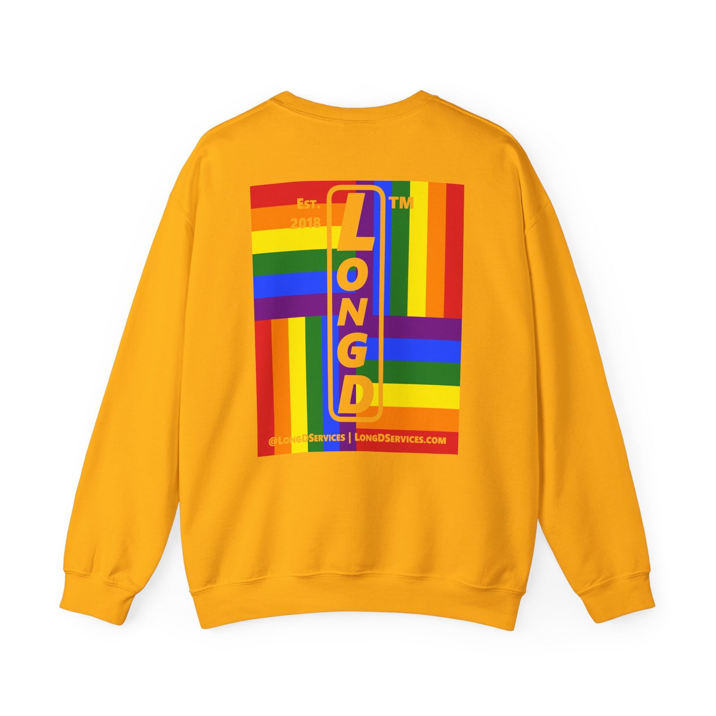I Luv LongD negative windmill tag-domain upright front-back logo crewneck sweatshirt