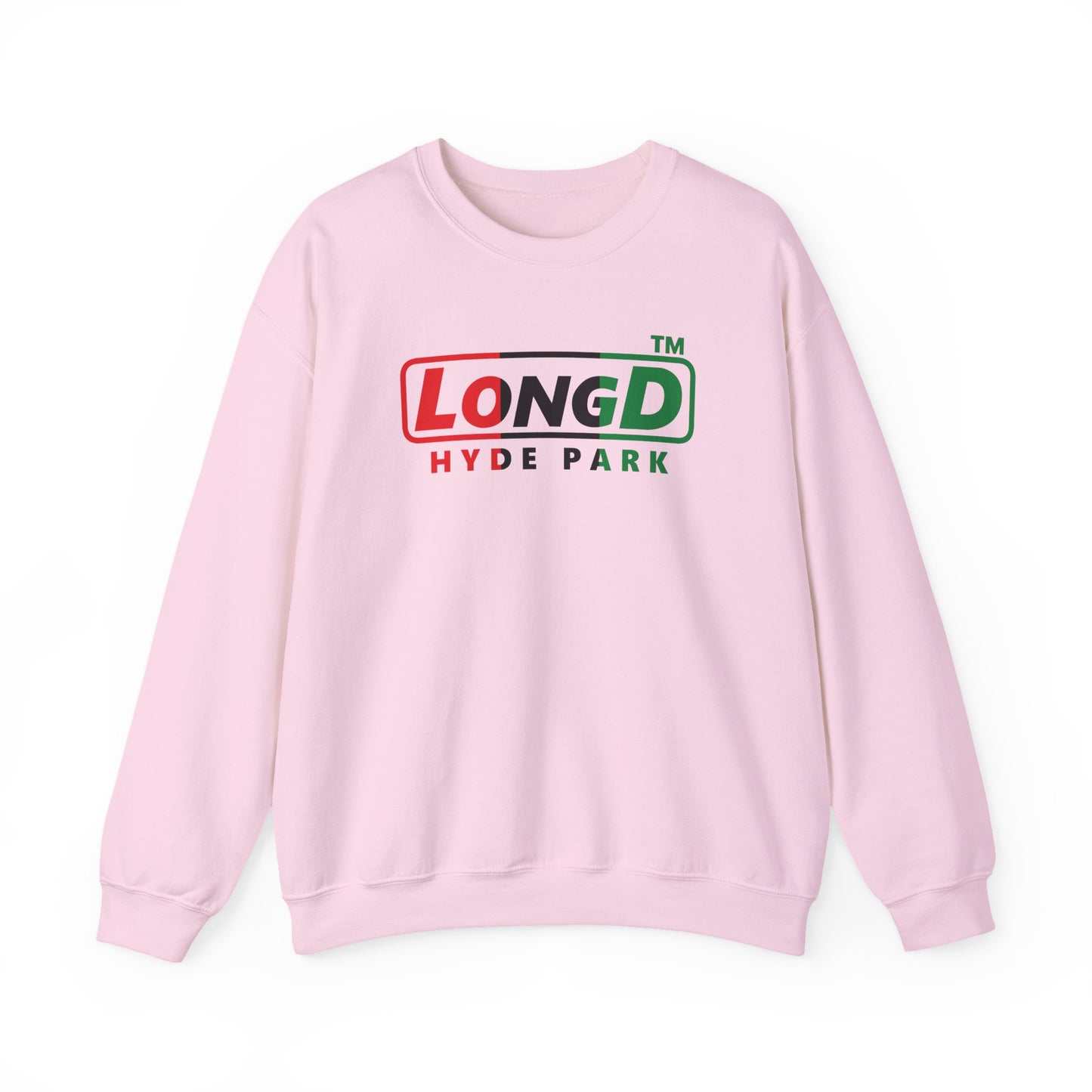 LongD positive vertical 3-striped Hyde Park logo crewneck sweatshirt (Juneteenth colors)