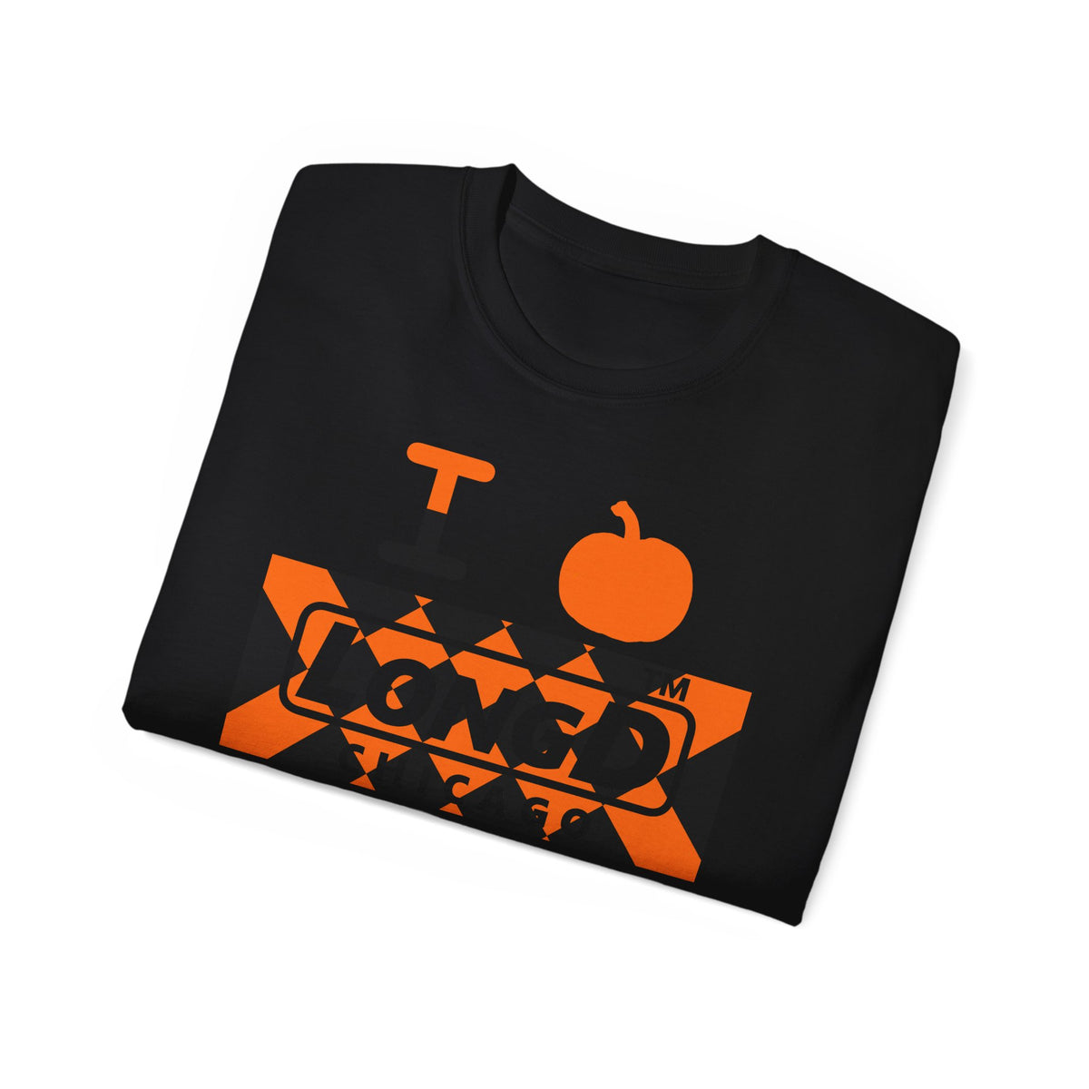 I pumpkin LongD Chicago negative stylized argyle logo cotton tee