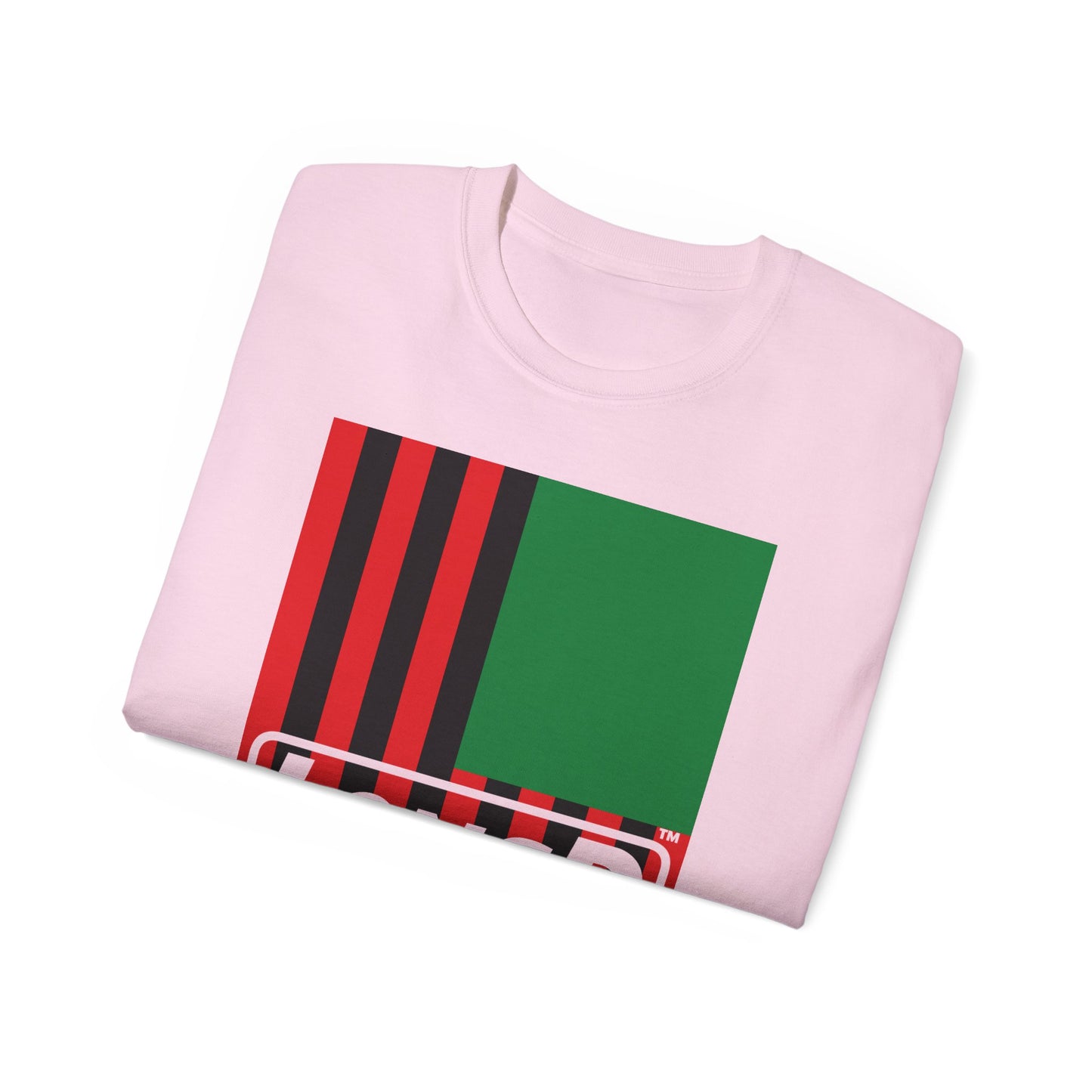 LongD® Logo Cotton Tee Juneteenth cropped vertical African-American flag negative text