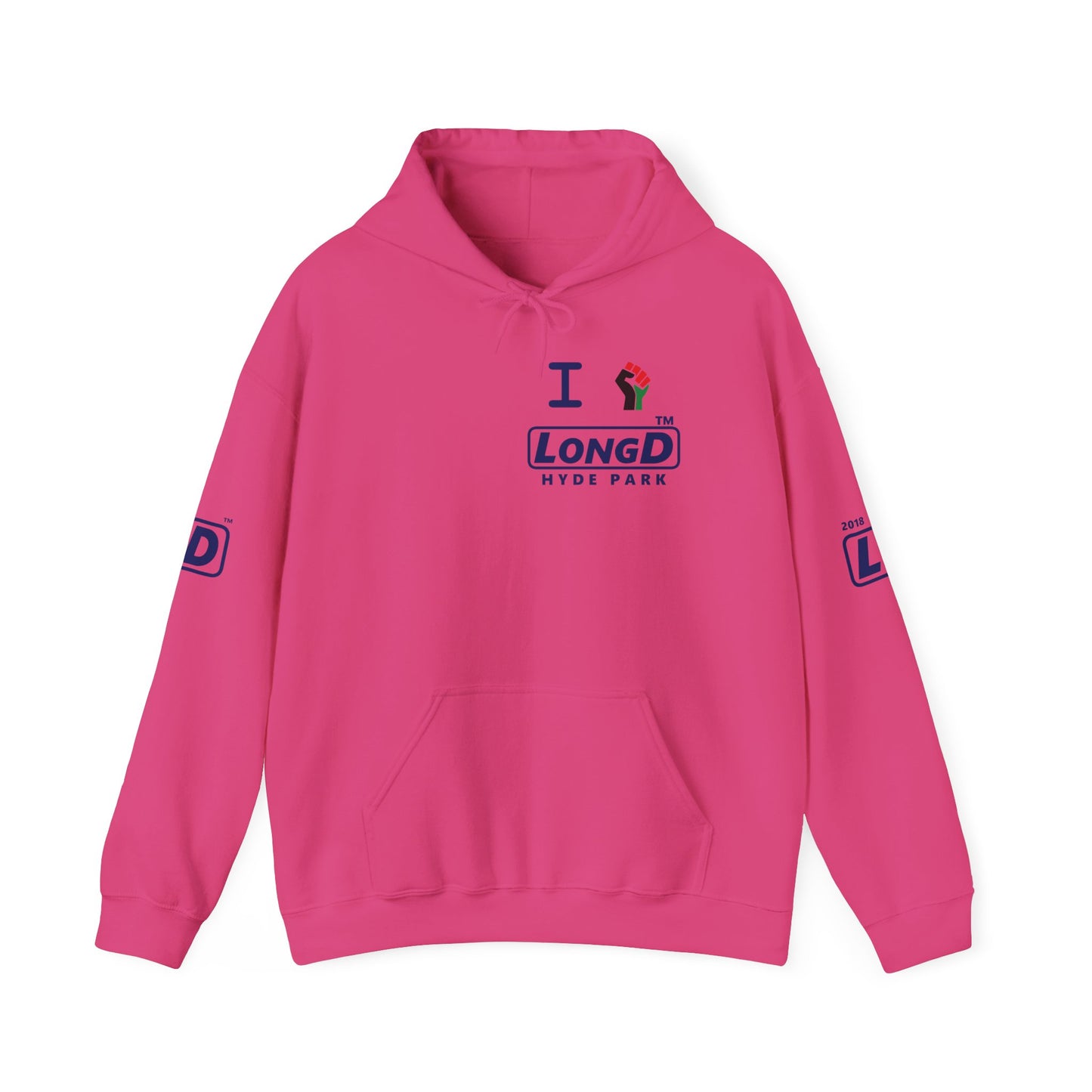 I fist LongD® basic official 4-print single-breasted Hyde Park logo Hoodie (Juneteenth colors)