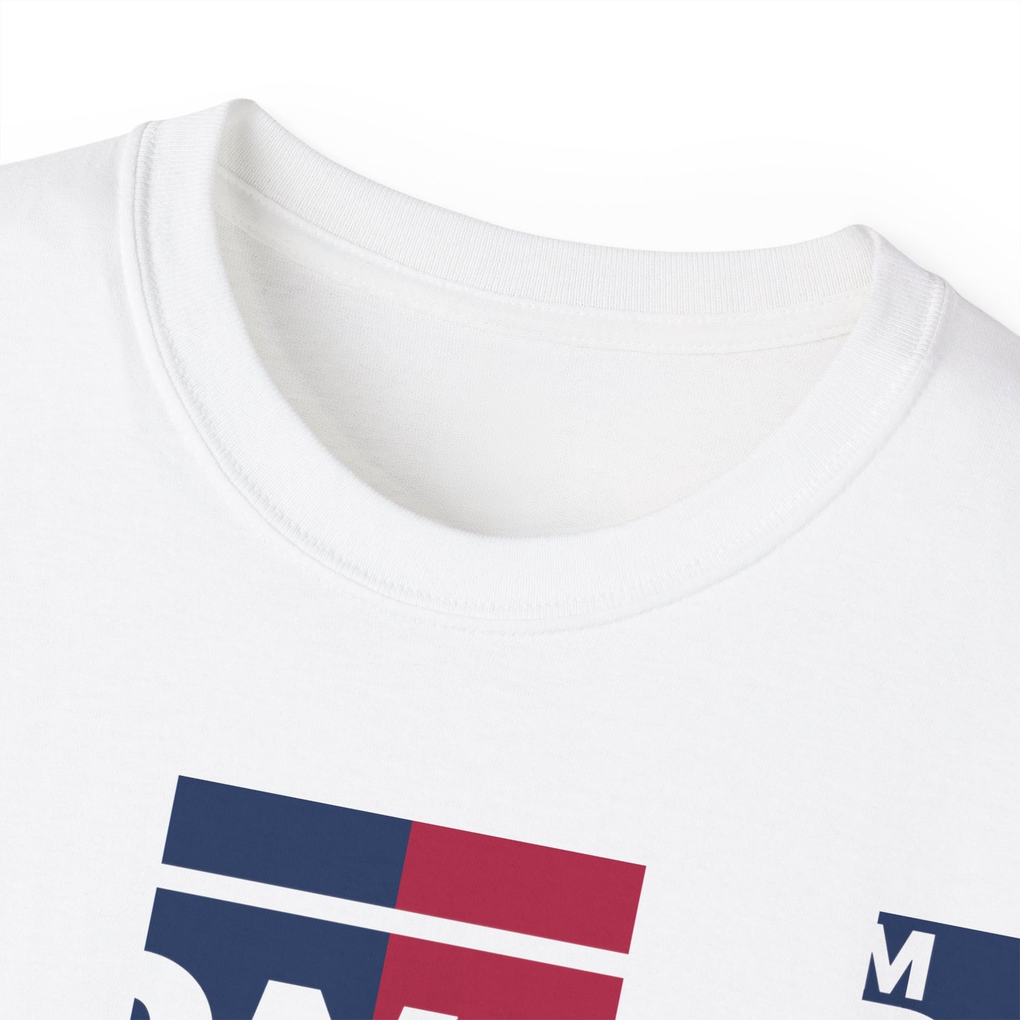 LongD negative vertical 6-striped Chicago logo cotton tee (patriotic colors)