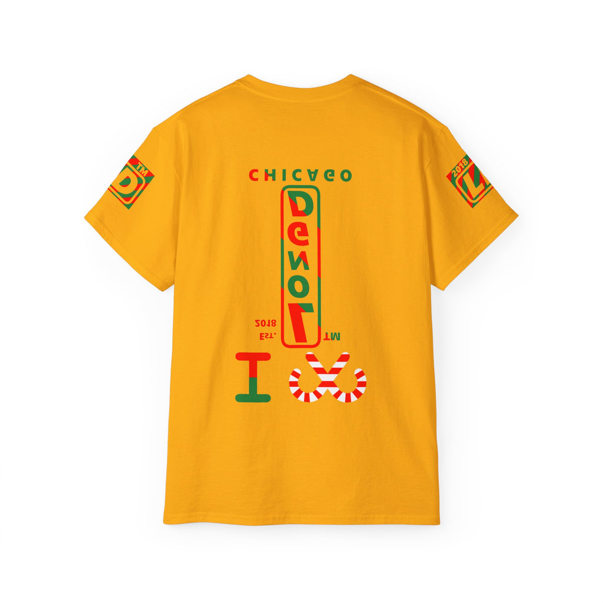 I candy cane LongD Chicago positive upright pixel-weighted 4-striped 4-print logo cotton tee