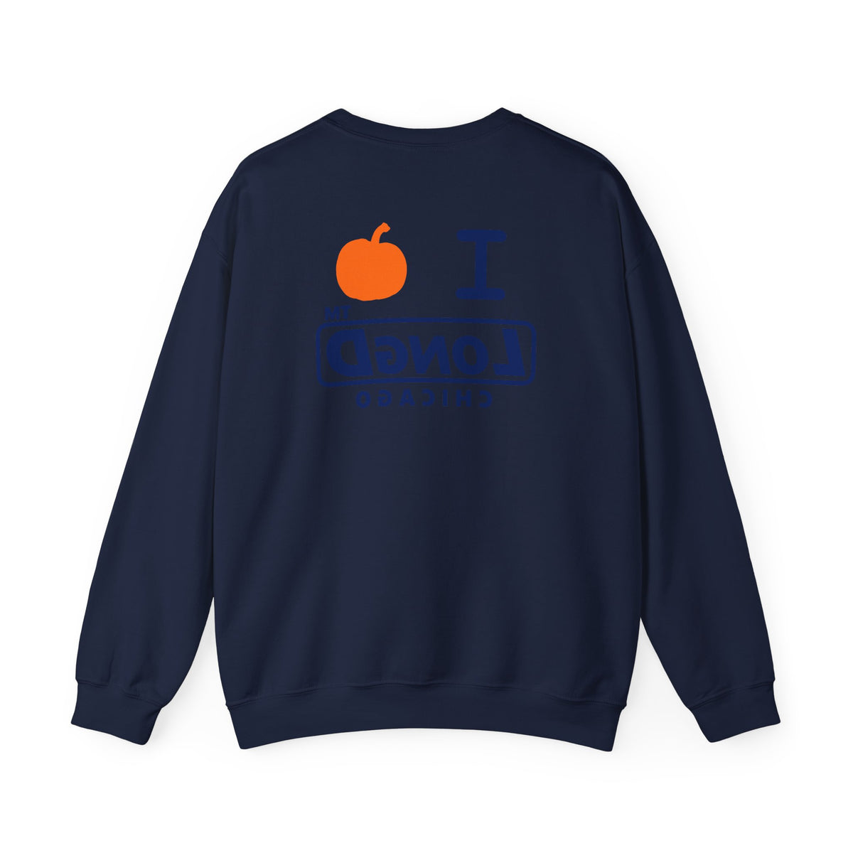 I pumpkin LongD Chicago positive basic Navy (002060) front-back logo crewneck sweatshirt