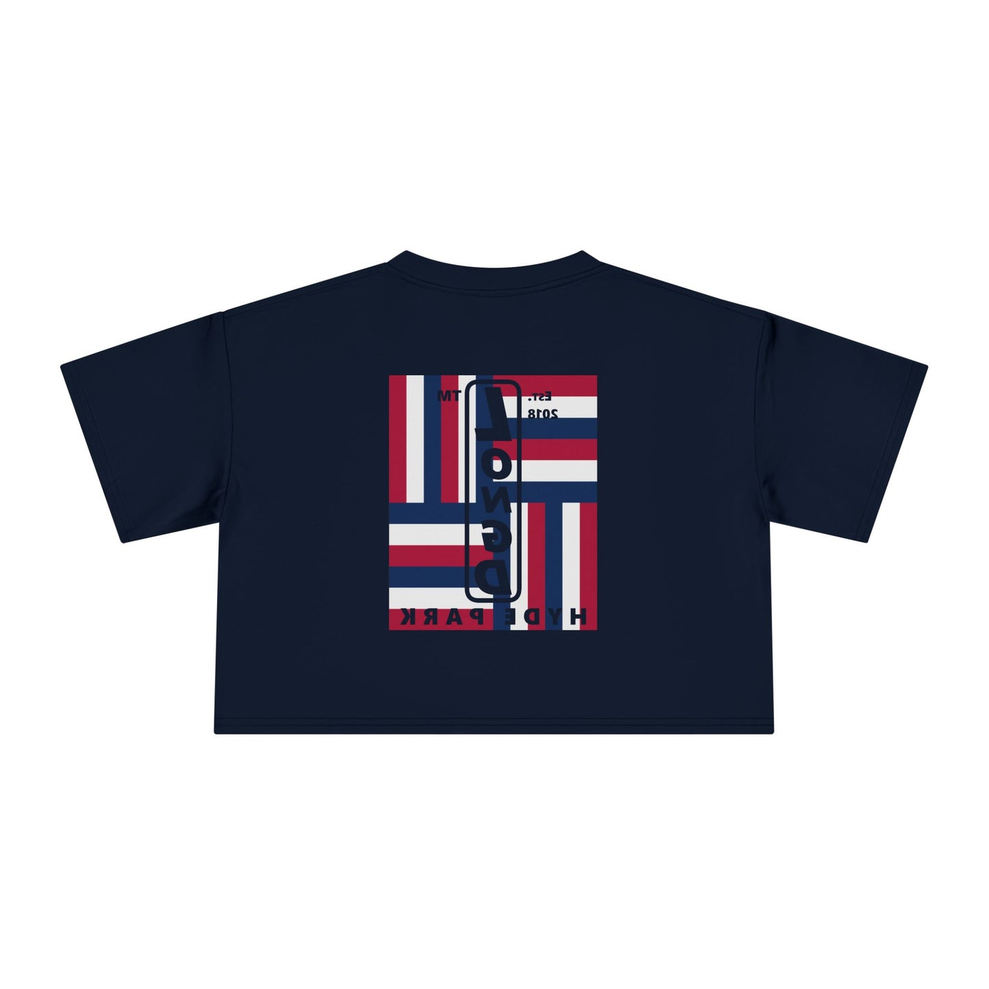 Negative windmill upright front-reversed back Hyde Park logo crop tee (Patriotic colors)