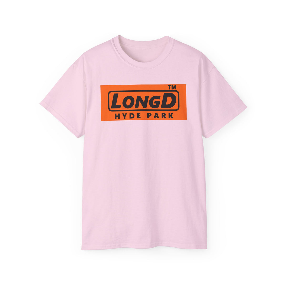 LongD Hyde Park logo Black (000000) on orange (FE7518) (Halloween colors) cotton tee