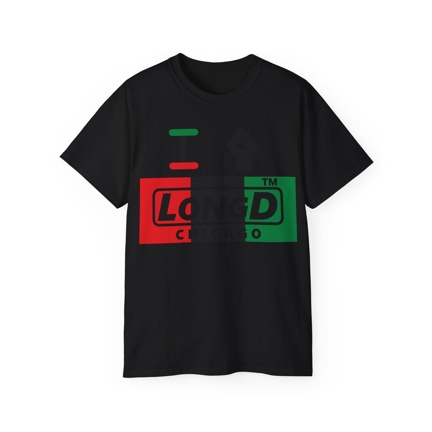 I fist LongD negative vertical 3-striped Chicago logo cotton tee