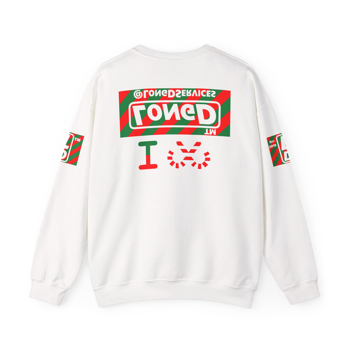 I candy cane LongD Tag negative 12-striped 4-print logo crewneck sweatshirt