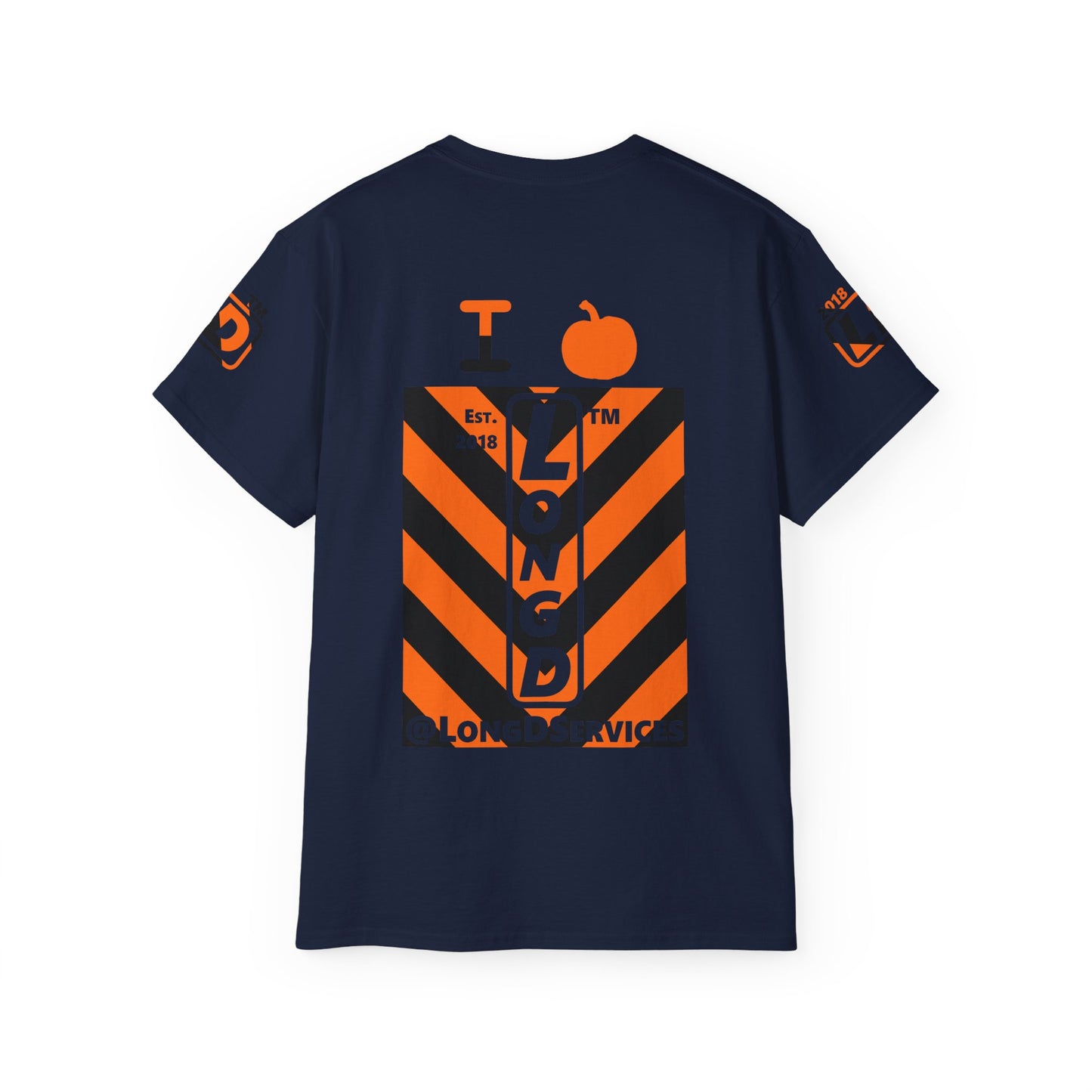 I pumpkin LongD Tag negative upright downward chevron 4-print logo cotton tee