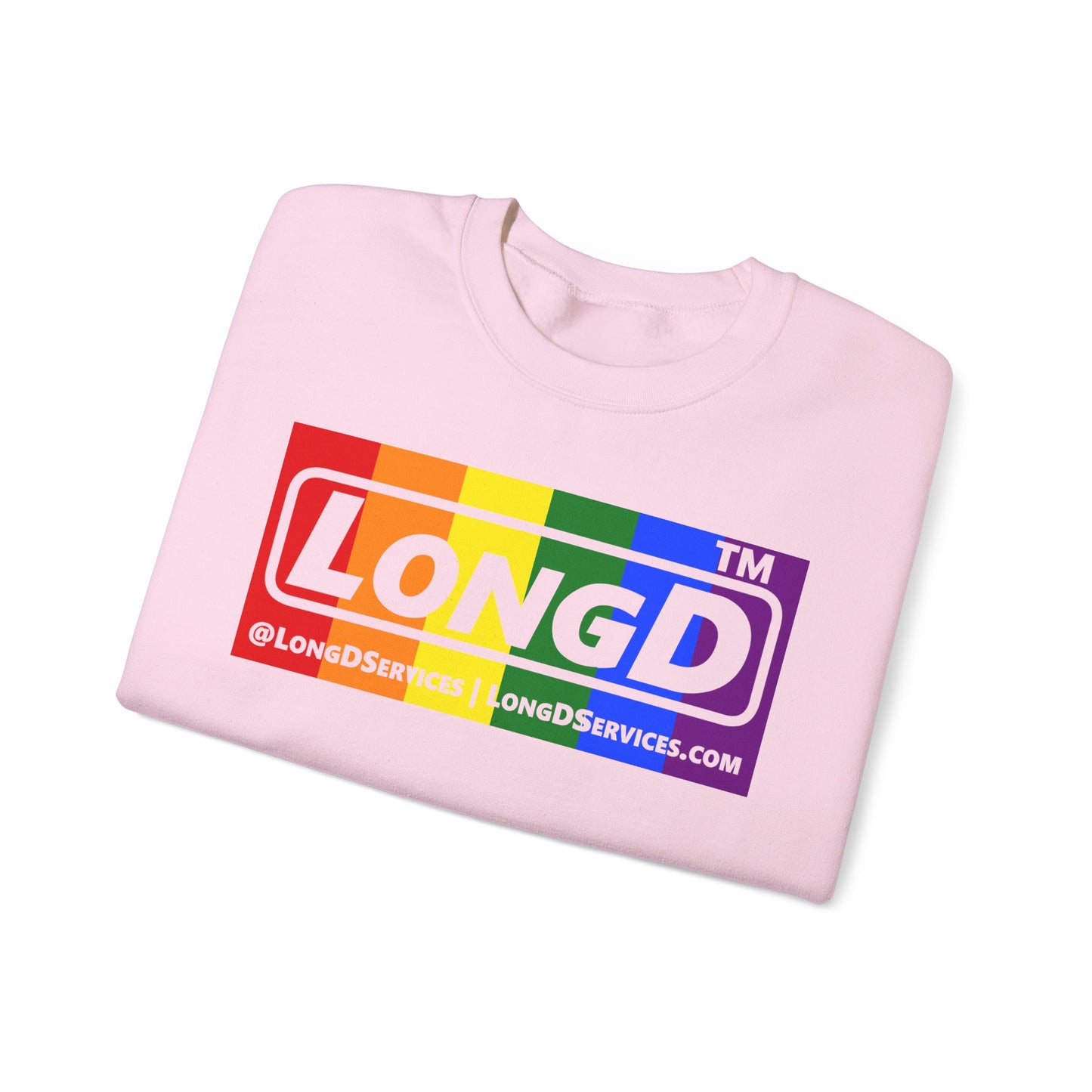 LongD official basic 4-print tag-domain logo crewneck sweatshirt with Pride heart